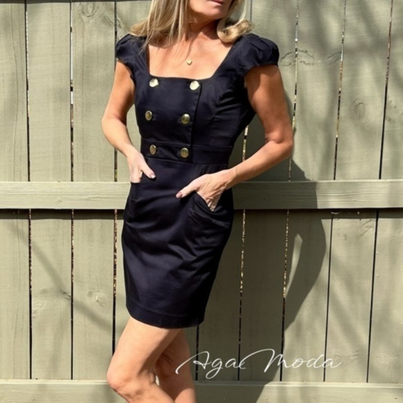 French Connection Mini Uniform Dress in Navy - Picture 3 of 15